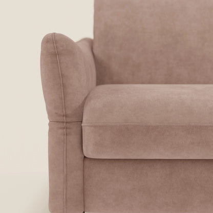 Dalia divano letto angolare con materasso alto 18 cm piedini alti e penisola contenitore in tessuto smacchiabile T17 rosa