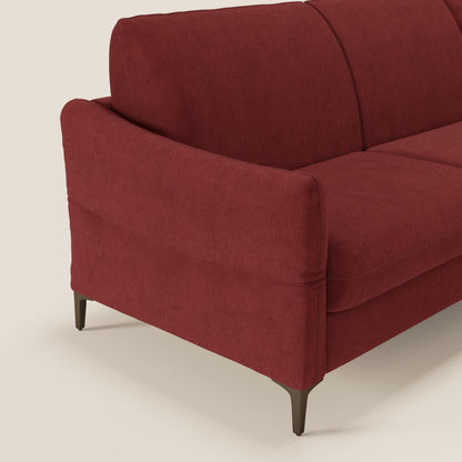 Dalia divano letto angolare con materasso alto 18 cm piedini alti e penisola contenitore in tessuto smacchiabile T17 rosso