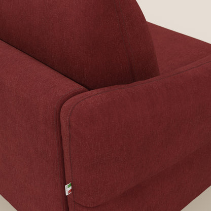 Dalia divano letto angolare con materasso alto 18 cm piedini alti e penisola contenitore in tessuto smacchiabile T17 rosso