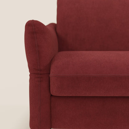 Dalia divano letto angolare con materasso alto 18 cm piedini alti e penisola contenitore in tessuto smacchiabile T17 rosso