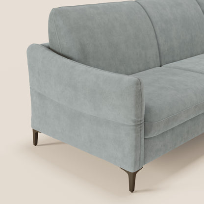 Dalia divano letto angolare con materasso alto 18 cm piedini alti e penisola contenitore in tessuto smacchiabile T17 verde acqua