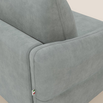 Dalia divano letto angolare con materasso alto 18 cm piedini alti e penisola contenitore in tessuto smacchiabile T17 verde acqua