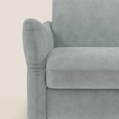 Dalia divano letto angolare con materasso alto 18 cm piedini alti e penisola contenitore in tessuto smacchiabile T17 verde acqua