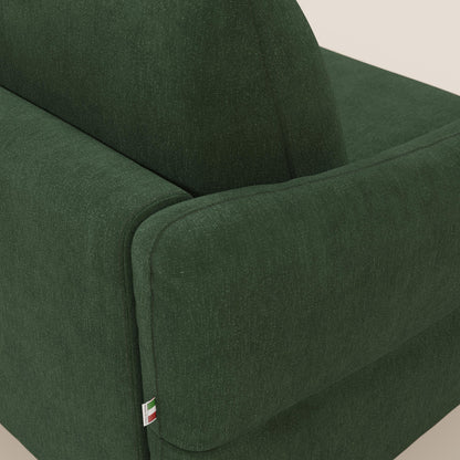 Dalia divano letto angolare con materasso alto 18 cm piedini alti e penisola contenitore in tessuto smacchiabile T17 verde
