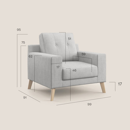 Poltroncina danese in tessuto morbido impermeabile T02 beige