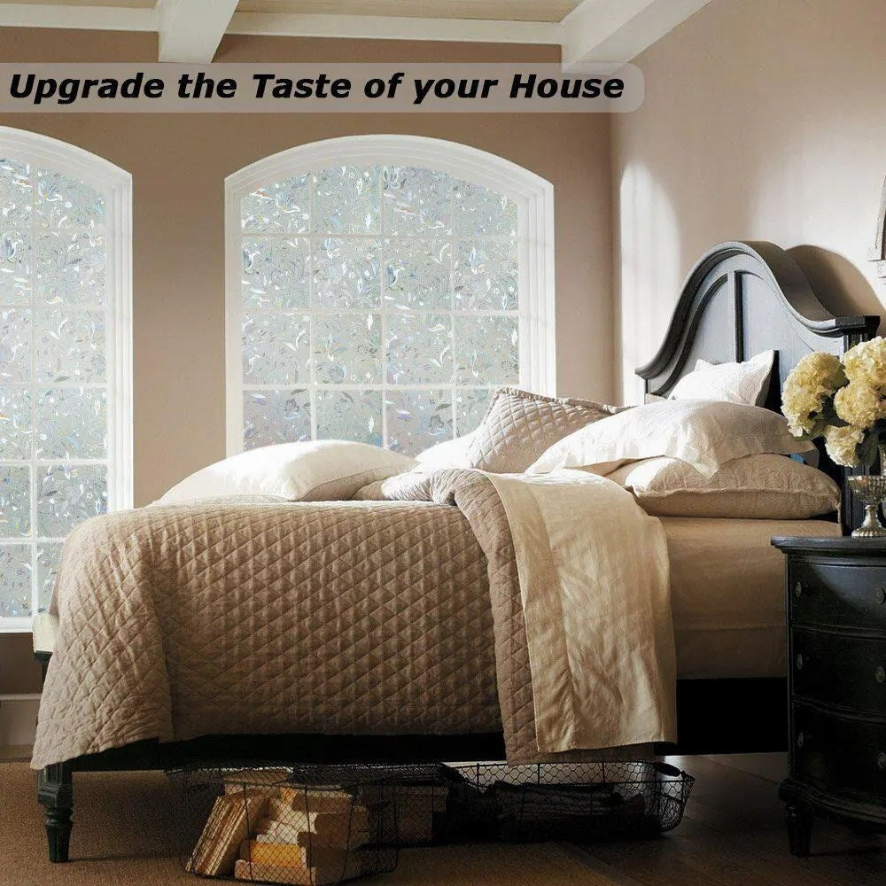 DCP No Glue Self Static Removable Frosted Glass Privacy Window Film,Tulip