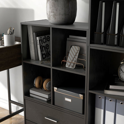 DH BASIC Modern Wood Customizable Stackable Storage Organizer - Cube Shelves, Drawer Cabinet, Bookcase with Doors by Denhour