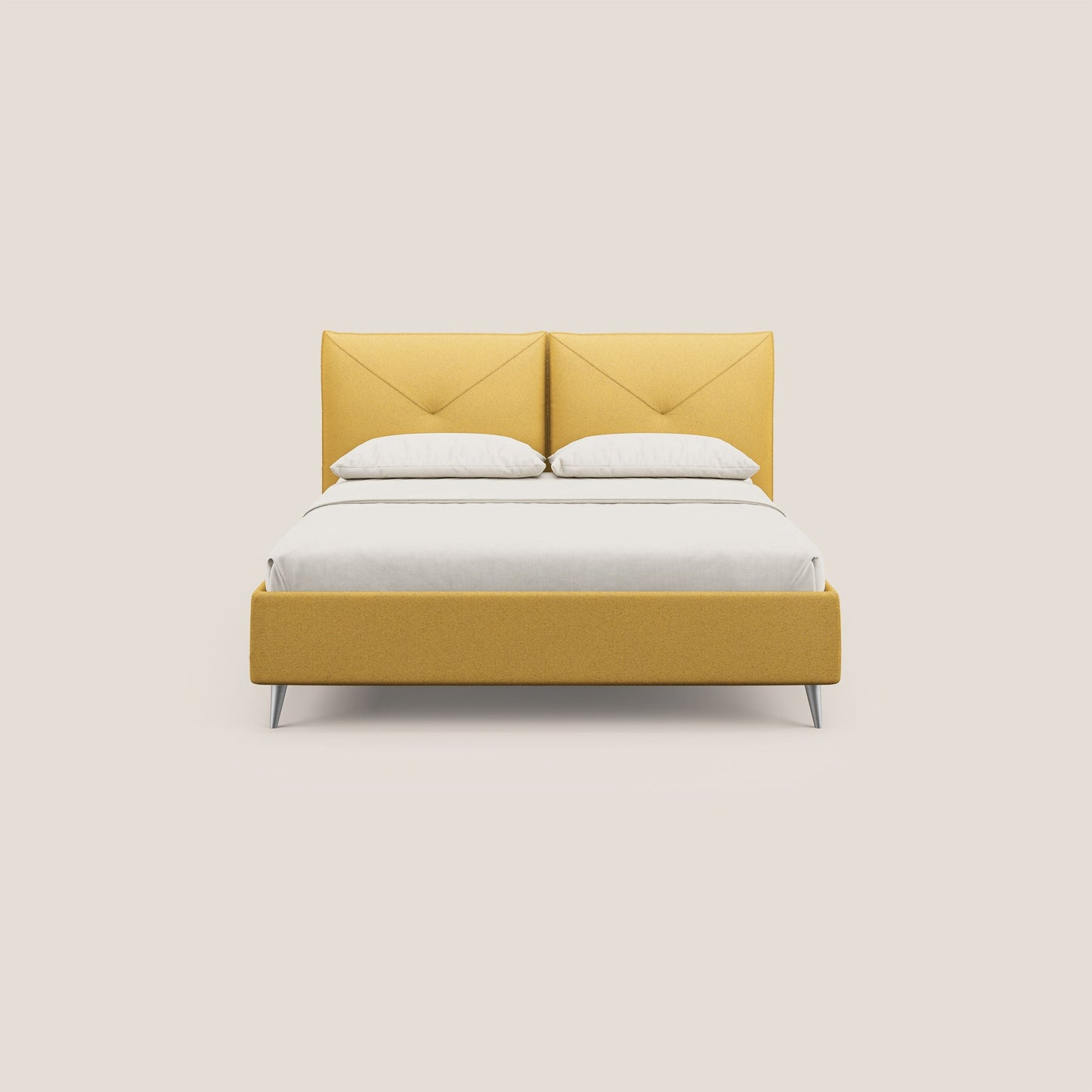 Adone letto imbottito contenitore a doppia pannellatura in bouclet impermeabile T07 giallo 