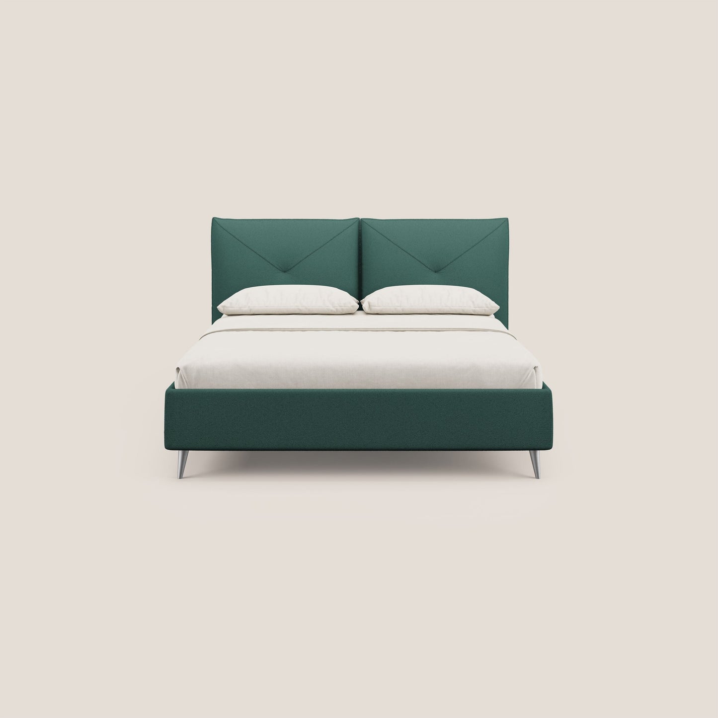 Adone letto imbottito contenitore a doppia pannellatura in bouclet impermeabile T07 verde 