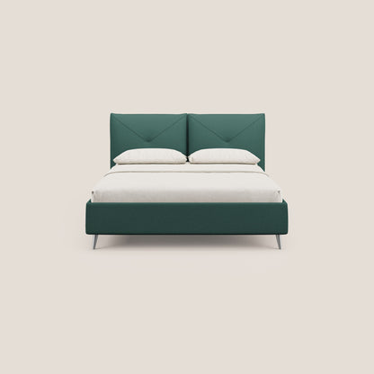 Adone letto imbottito contenitore a doppia pannellatura in bouclet impermeabile T07 verde 