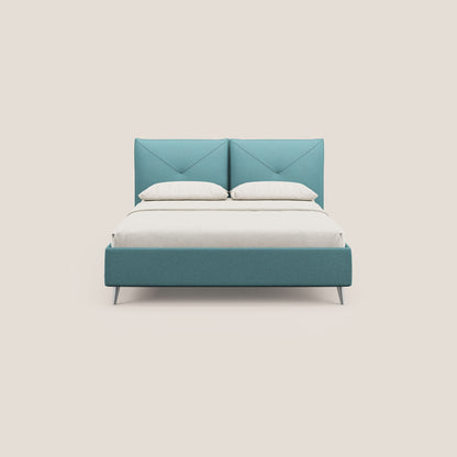 Adone letto imbottito contenitore a doppia pannellatura in bouclet impermeabile T07 azzurro 