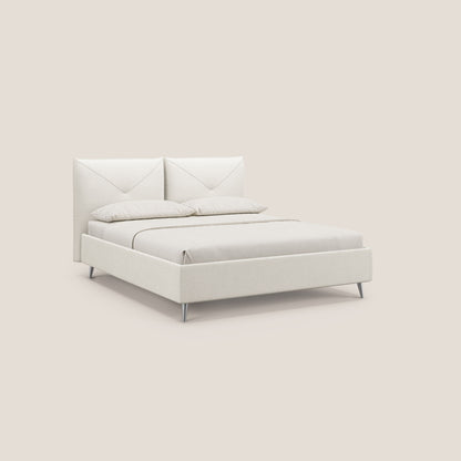 Adone letto imbottito contenitore a doppia pannellatura in bouclet impermeabile T07 bianco 