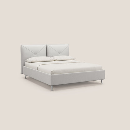 Adone letto imbottito contenitore a doppia pannellatura in bouclet impermeabile T07 grigio 