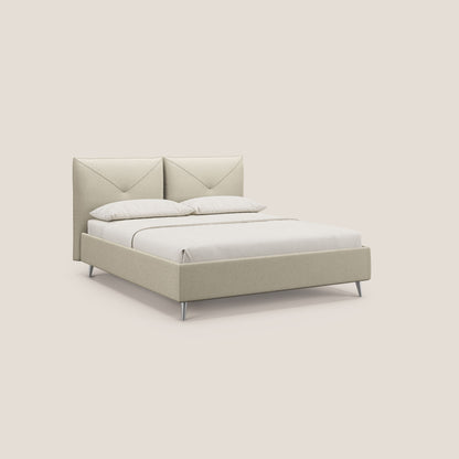 Adone letto imbottito contenitore a doppia pannellatura in bouclet impermeabile T07 beige 