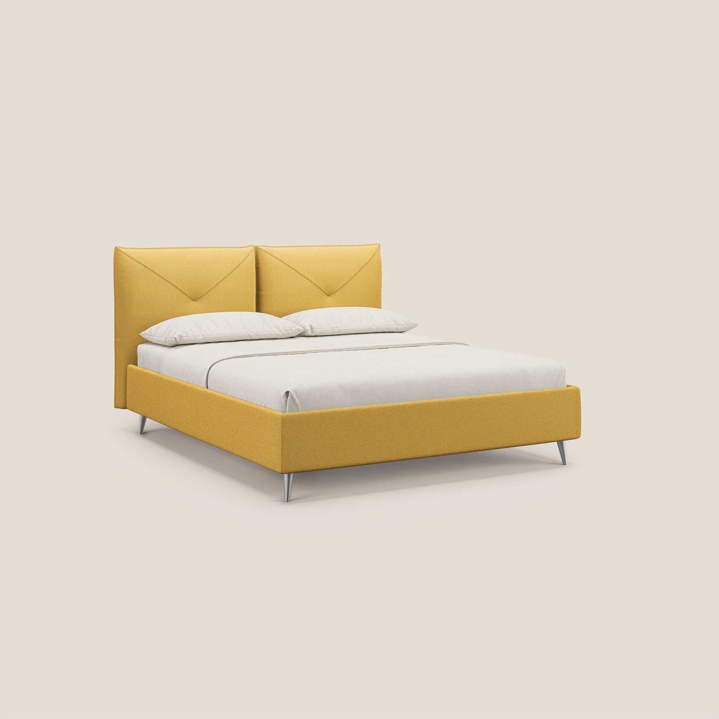 Adone letto imbottito contenitore a doppia pannellatura in bouclet impermeabile T07 giallo 
