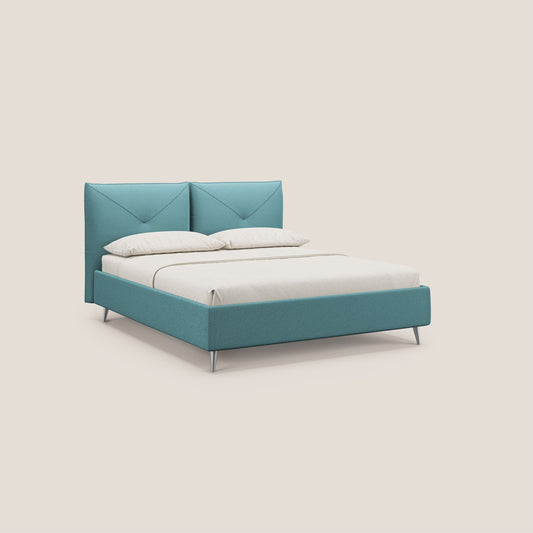 Adone letto imbottito contenitore a doppia pannellatura in bouclet impermeabile T07 azzurro 