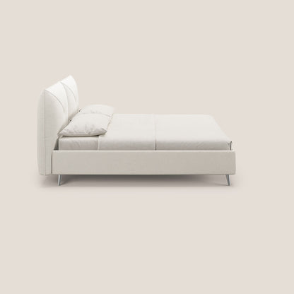 Adone letto imbottito contenitore a doppia pannellatura in bouclet impermeabile T07 bianco 
