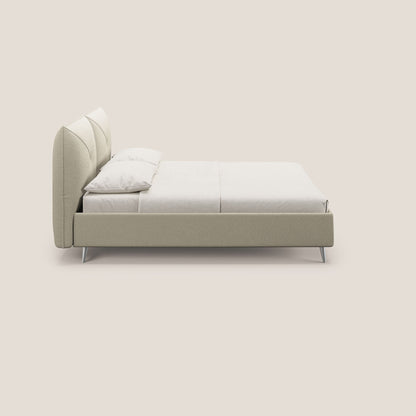 Adone letto imbottito contenitore a doppia pannellatura in bouclet impermeabile T07 beige 