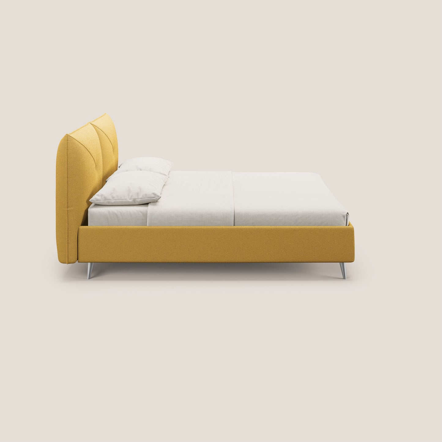 Adone letto imbottito contenitore a doppia pannellatura in bouclet impermeabile T07 giallo 