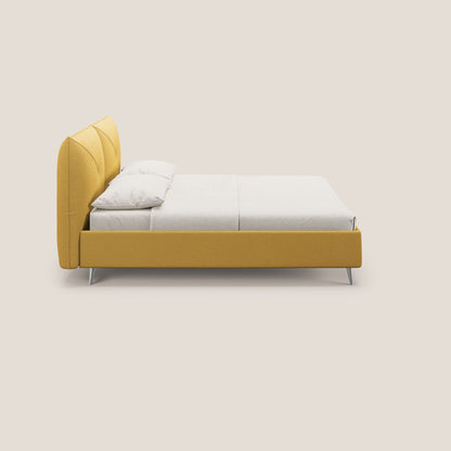 Adone letto imbottito contenitore a doppia pannellatura in bouclet impermeabile T07 giallo 