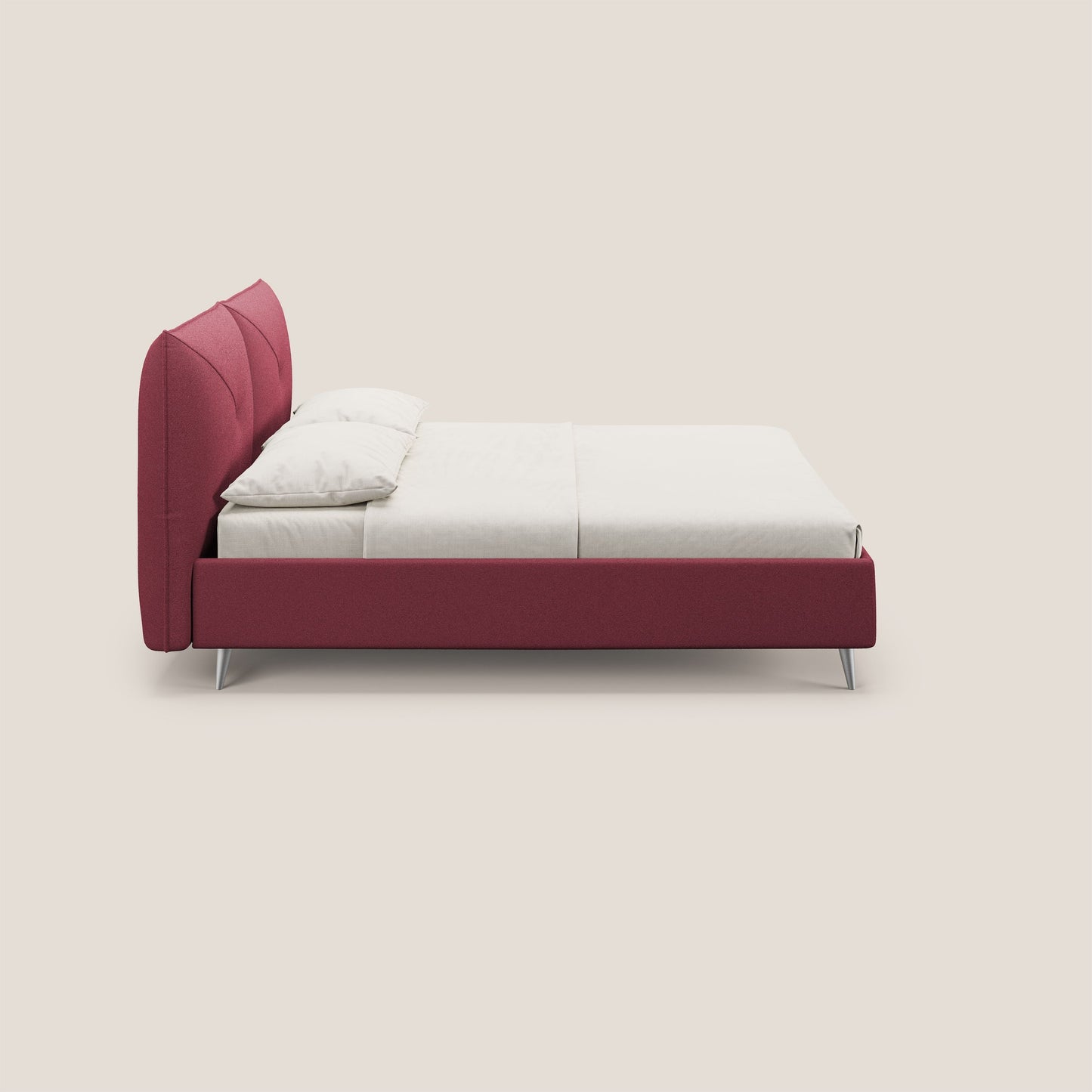 Adone letto imbottito contenitore a doppia pannellatura in bouclet impermeabile T07 rosso 