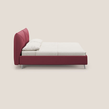 Adone letto imbottito contenitore a doppia pannellatura in bouclet impermeabile T07 rosso 