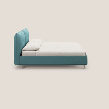 Adone letto imbottito contenitore a doppia pannellatura in bouclet impermeabile T07 azzurro 