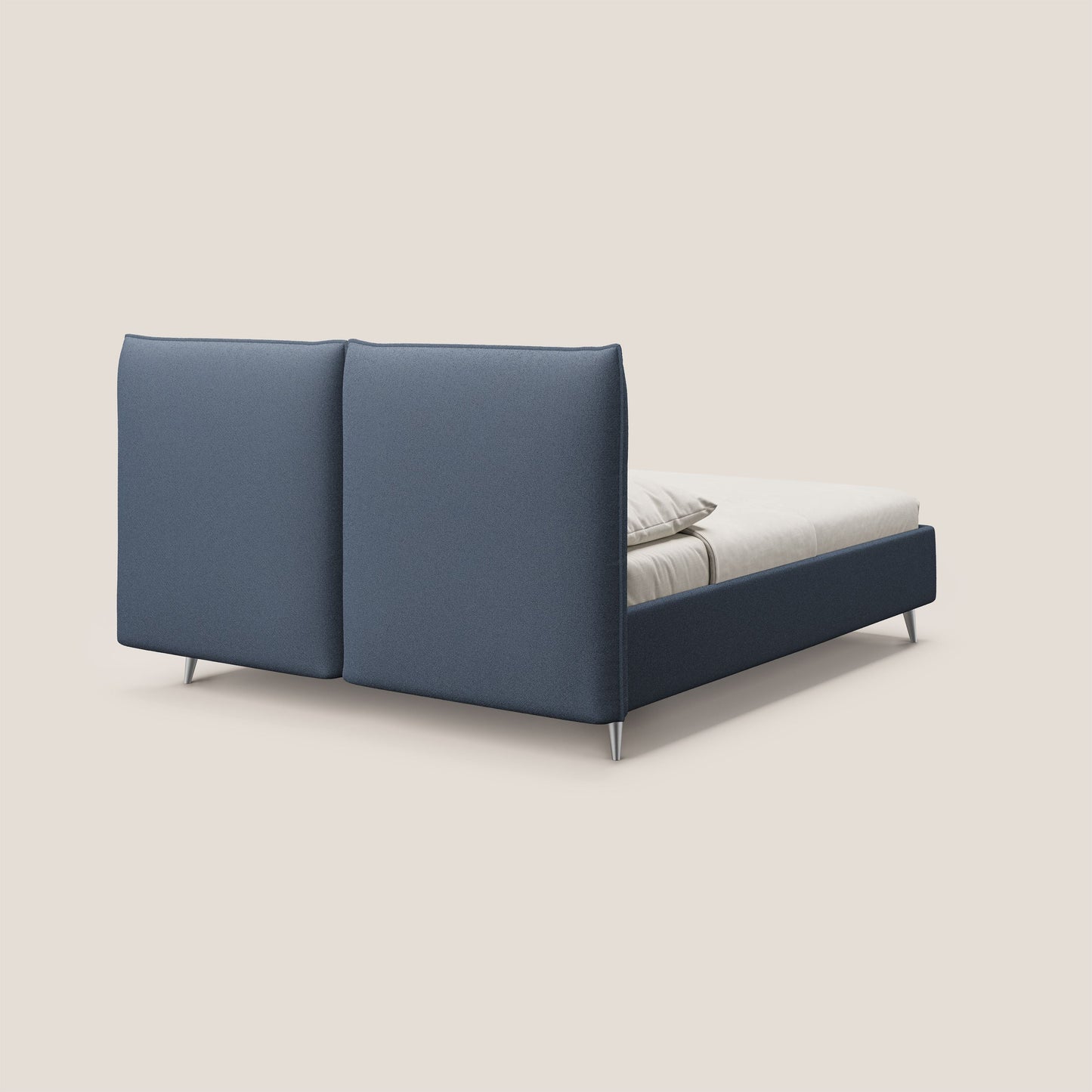 Adone letto imbottito contenitore a doppia pannellatura in bouclet impermeabile T07 blu 