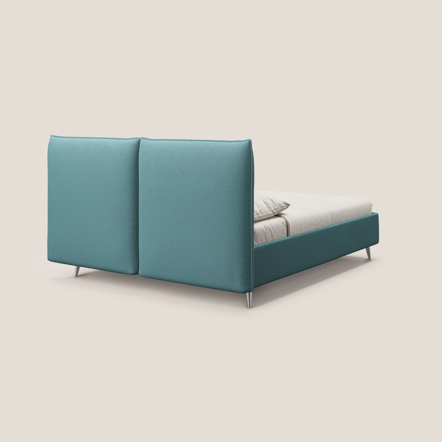 Adone letto imbottito contenitore a doppia pannellatura in bouclet impermeabile T07 azzurro 