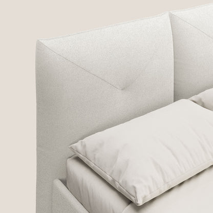 Adone letto imbottito contenitore a doppia pannellatura in bouclet impermeabile T07 bianco 