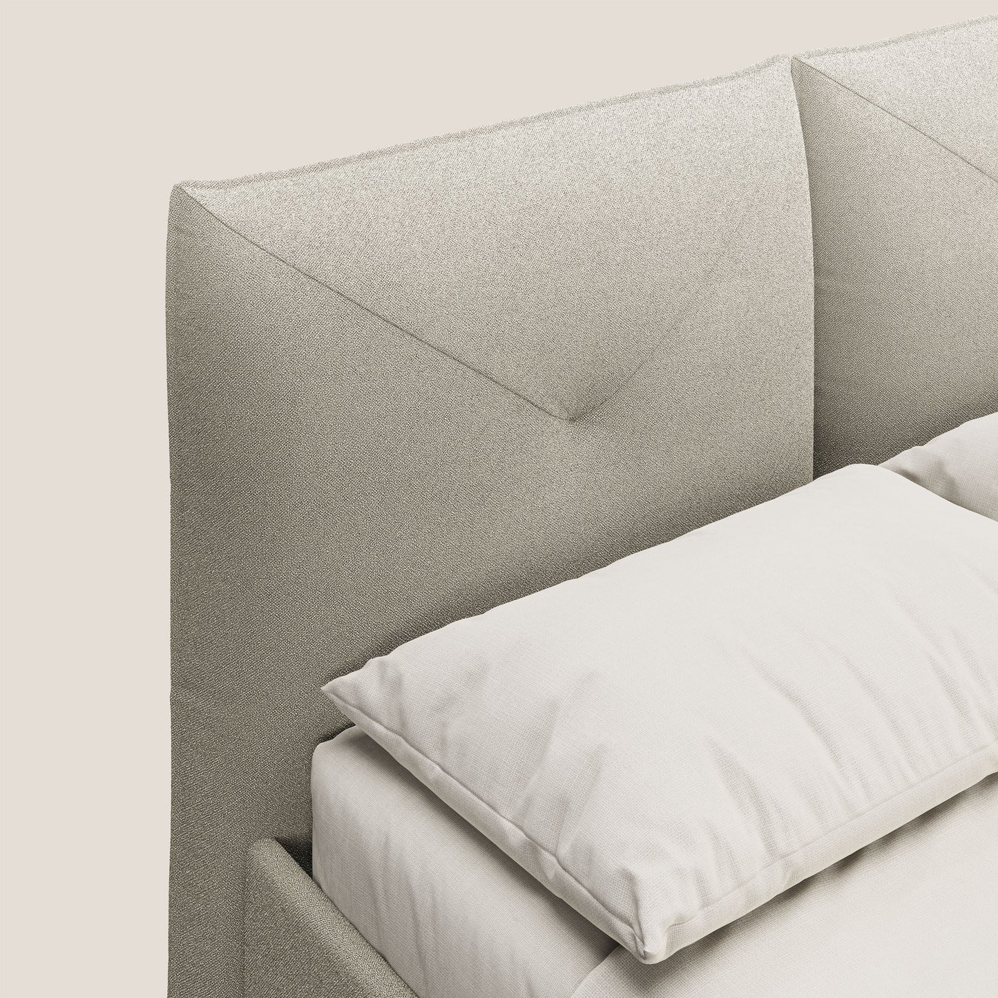 Adone letto imbottito contenitore a doppia pannellatura in bouclet impermeabile T07 beige 