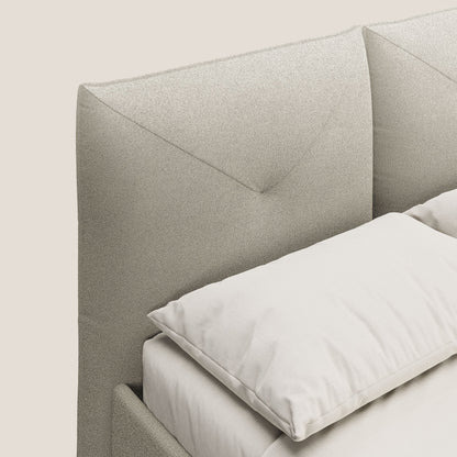Adone letto imbottito contenitore a doppia pannellatura in bouclet impermeabile T07 beige 