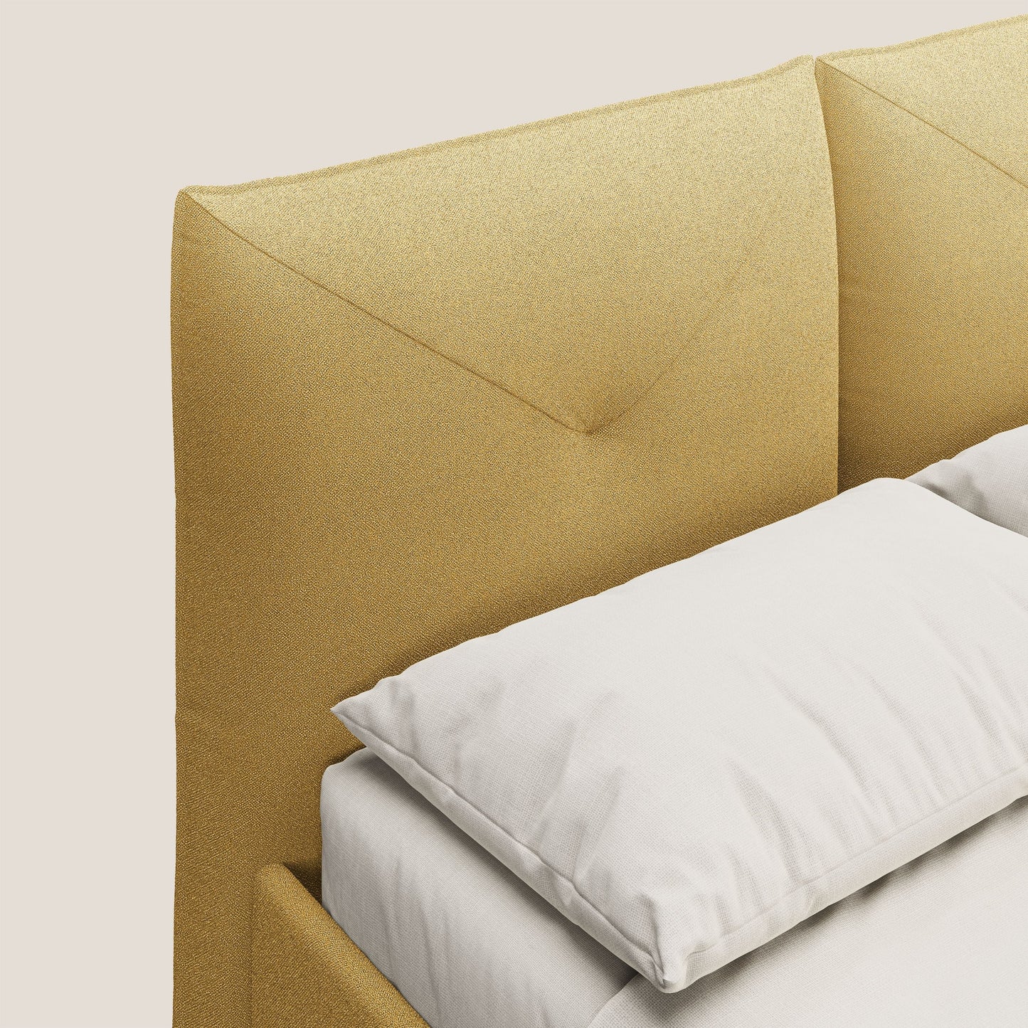 Adone letto imbottito contenitore a doppia pannellatura in bouclet impermeabile T07 giallo 