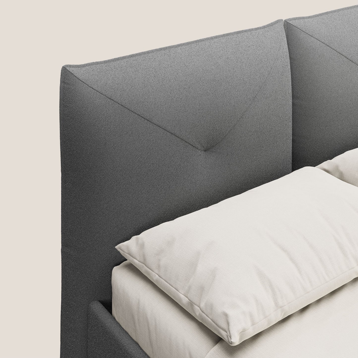 Adone letto imbottito contenitore a doppia pannellatura in bouclet impermeabile T07 antracite 