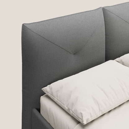 Adone letto imbottito contenitore a doppia pannellatura in bouclet impermeabile T07 antracite 