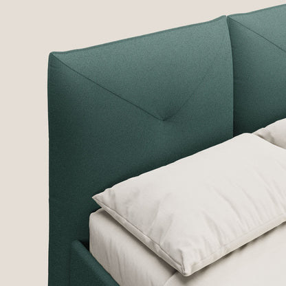 Adone letto imbottito contenitore a doppia pannellatura in bouclet impermeabile T07 verde 