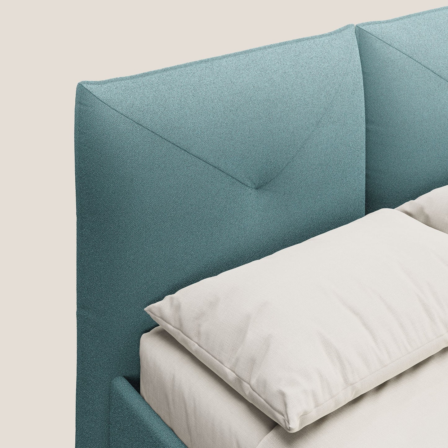 Adone letto imbottito contenitore a doppia pannellatura in bouclet impermeabile T07 azzurro 
