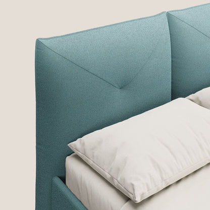 Adone letto imbottito contenitore a doppia pannellatura in bouclet impermeabile T07 azzurro 