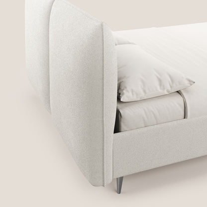 Adone letto imbottito contenitore a doppia pannellatura in bouclet impermeabile T07 bianco 