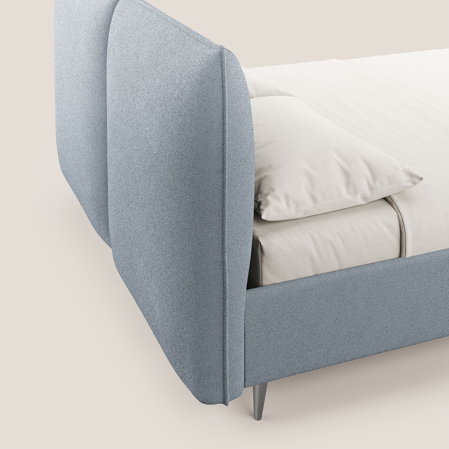 Adone letto imbottito contenitore a doppia pannellatura in bouclet impermeabile T07 carta da zucchero 