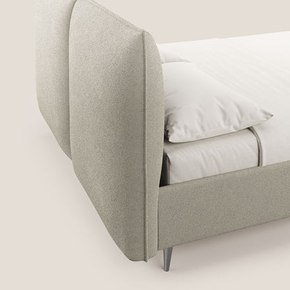 Adone letto imbottito contenitore a doppia pannellatura in bouclet impermeabile T07 beige 