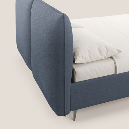 Adone letto imbottito contenitore a doppia pannellatura in bouclet impermeabile T07 blu 