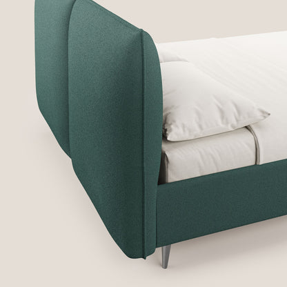 Adone letto imbottito contenitore a doppia pannellatura in bouclet impermeabile T07 verde 