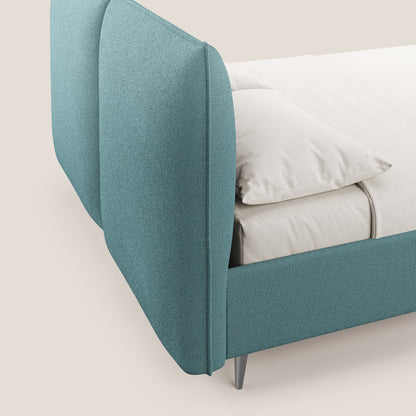 Adone letto imbottito contenitore a doppia pannellatura in bouclet impermeabile T07 azzurro 