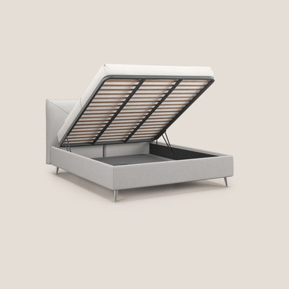 Adone letto imbottito contenitore a doppia pannellatura in bouclet impermeabile T07 grigio 