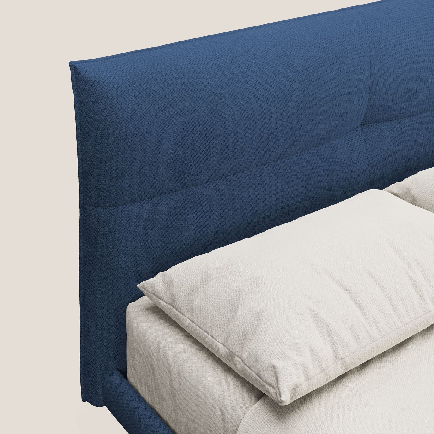 Akiko letto imbottito con piedi alti in metallo in tessuto impermeabile T02 blu 