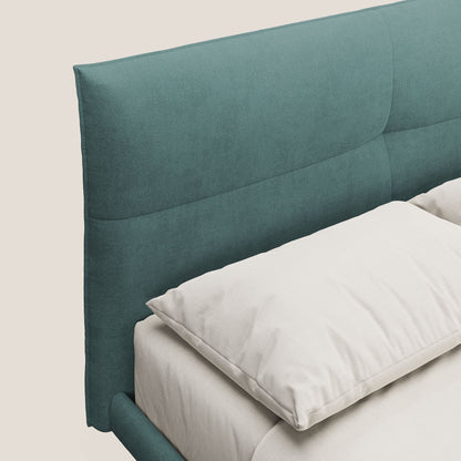 Akiko letto imbottito con piedi alti in metallo in tessuto impermeabile T02 petrolio 