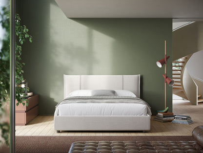 Alicia letto imbottito con vano contenitore in tessuto impermeabile T14 panna 