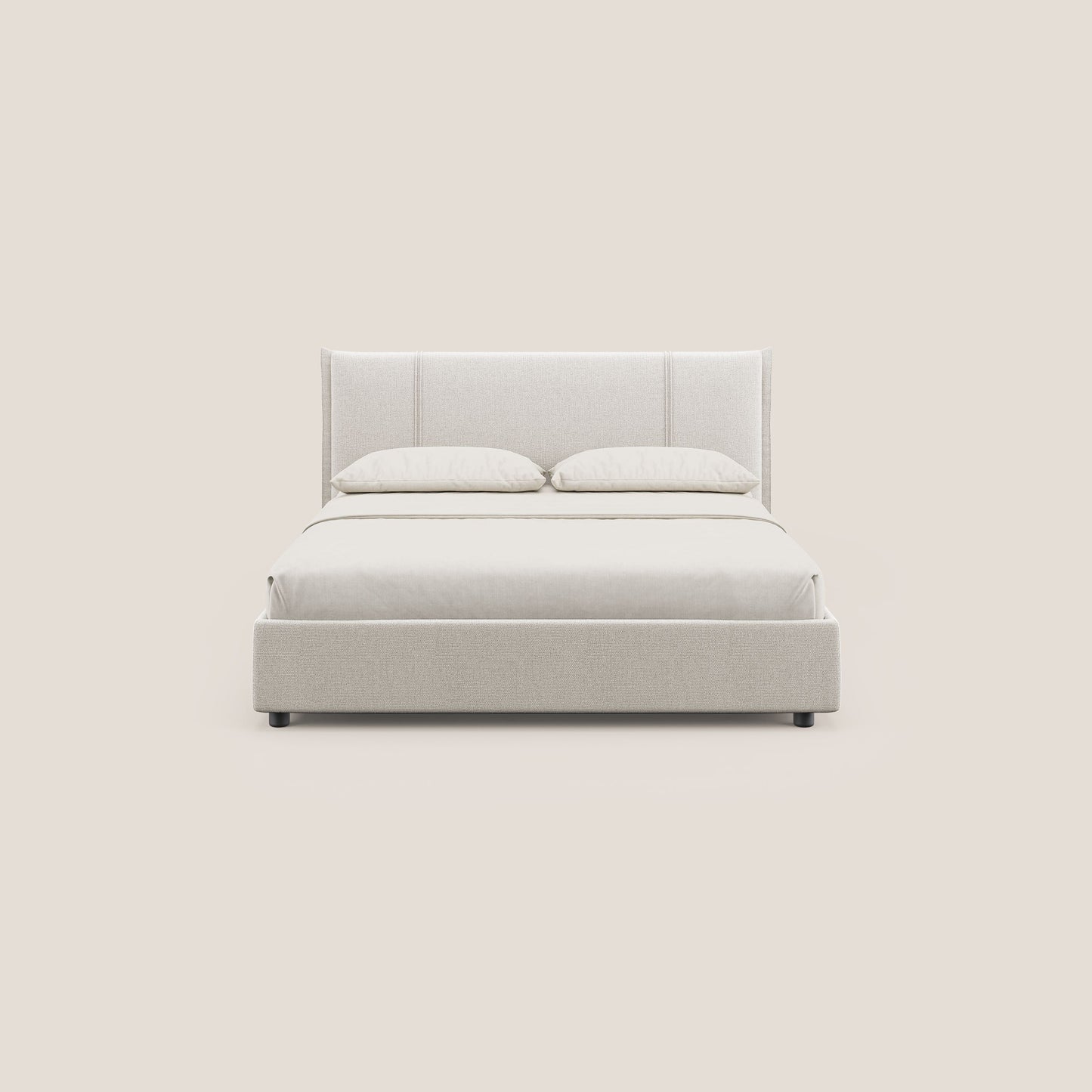 Alicia letto imbottito con vano contenitore per materasso 160x200 cm in tessuto impermeabile T14 panna 