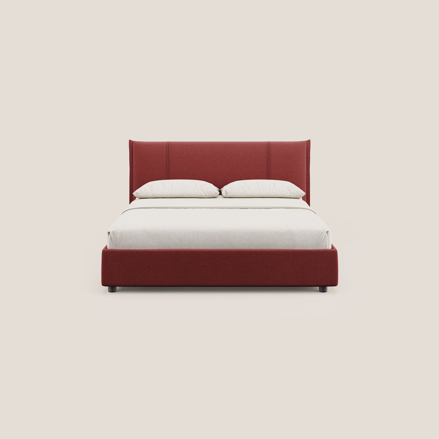 Alicia letto imbottito con vano contenitore in tessuto impermeabile T14 rosso 